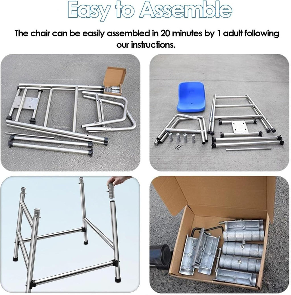 Outdoor Extra Tall Lifeguard Chair Stand for Beach Pool Patio Lake, 120 150 180 cm Adjustable Height Stainless Steel Frame Referee Seat for Tennis Volleyball Sw, Blue, 120cm/47.2in/3.9ft high