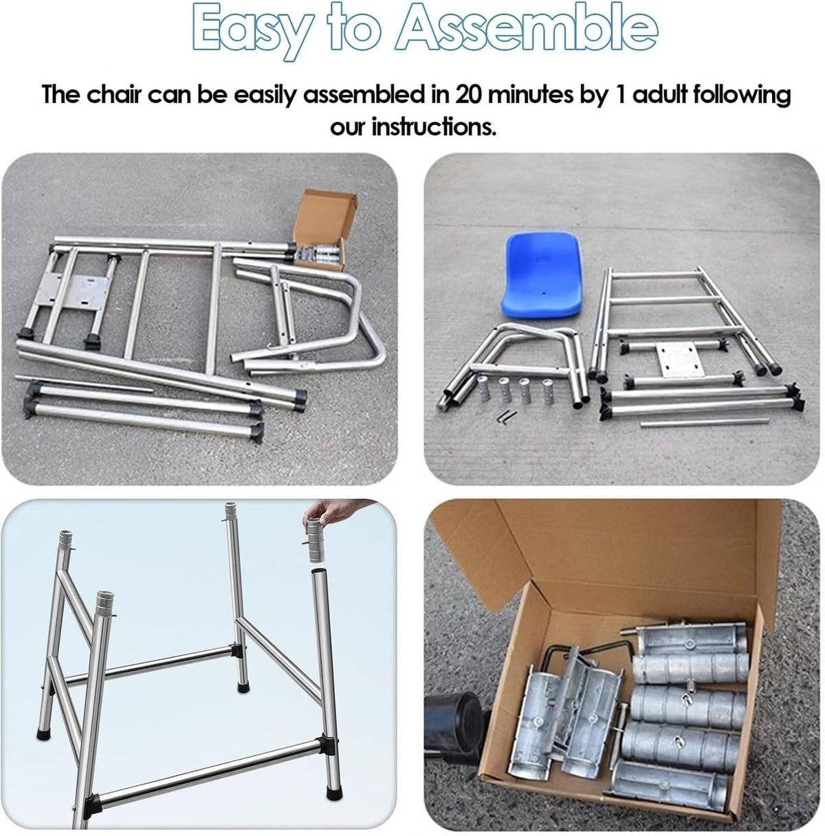 Outdoor Extra Tall Lifeguard Chair Stand for Beach Pool Patio Lake, 120 150 180 cm Adjustable Height Stainless Steel Frame Referee Seat for Tennis Volleyball Sw, Blue, 120cm/47.2in/3.9ft high