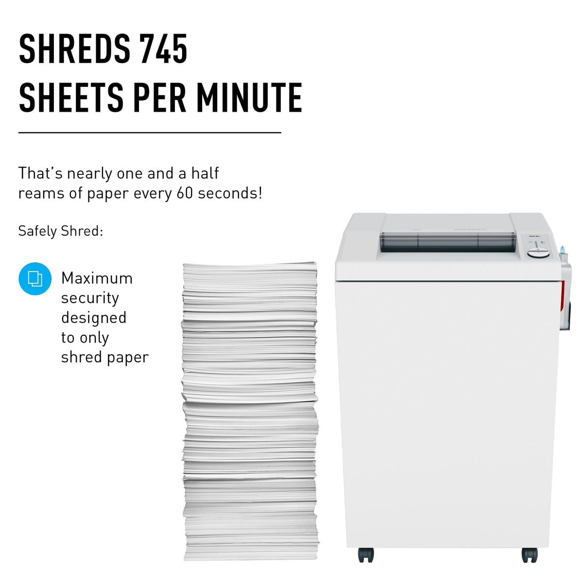 4005 Cross Cut Commercial Office Paper Shredder with Automatic Oiler, Continuous Operation, 37-39 Sheet Capacity, 44 Gal Bin, 20AMP Required