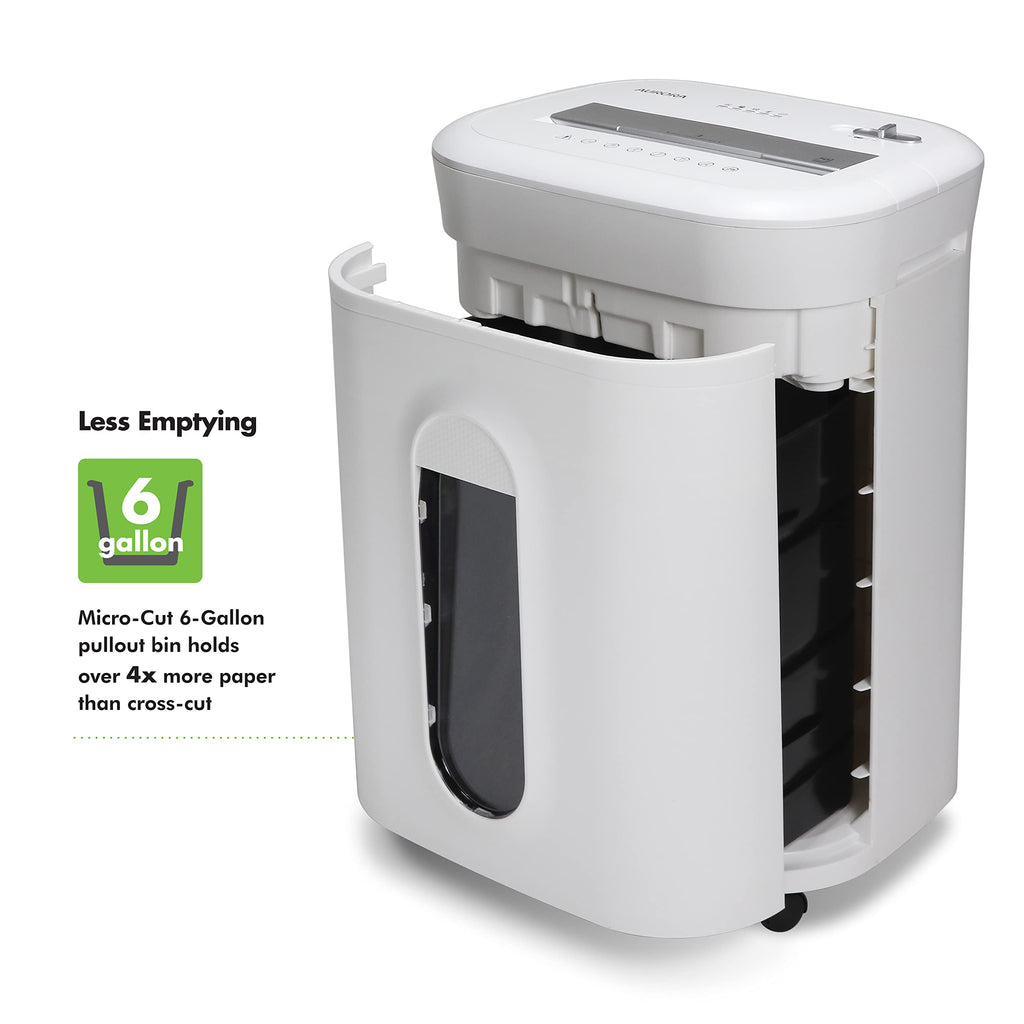 Aurora High-Security 8-Sheet Micro-Cut Paper, CD/DVD and Credit Card Shredder, White/Gray