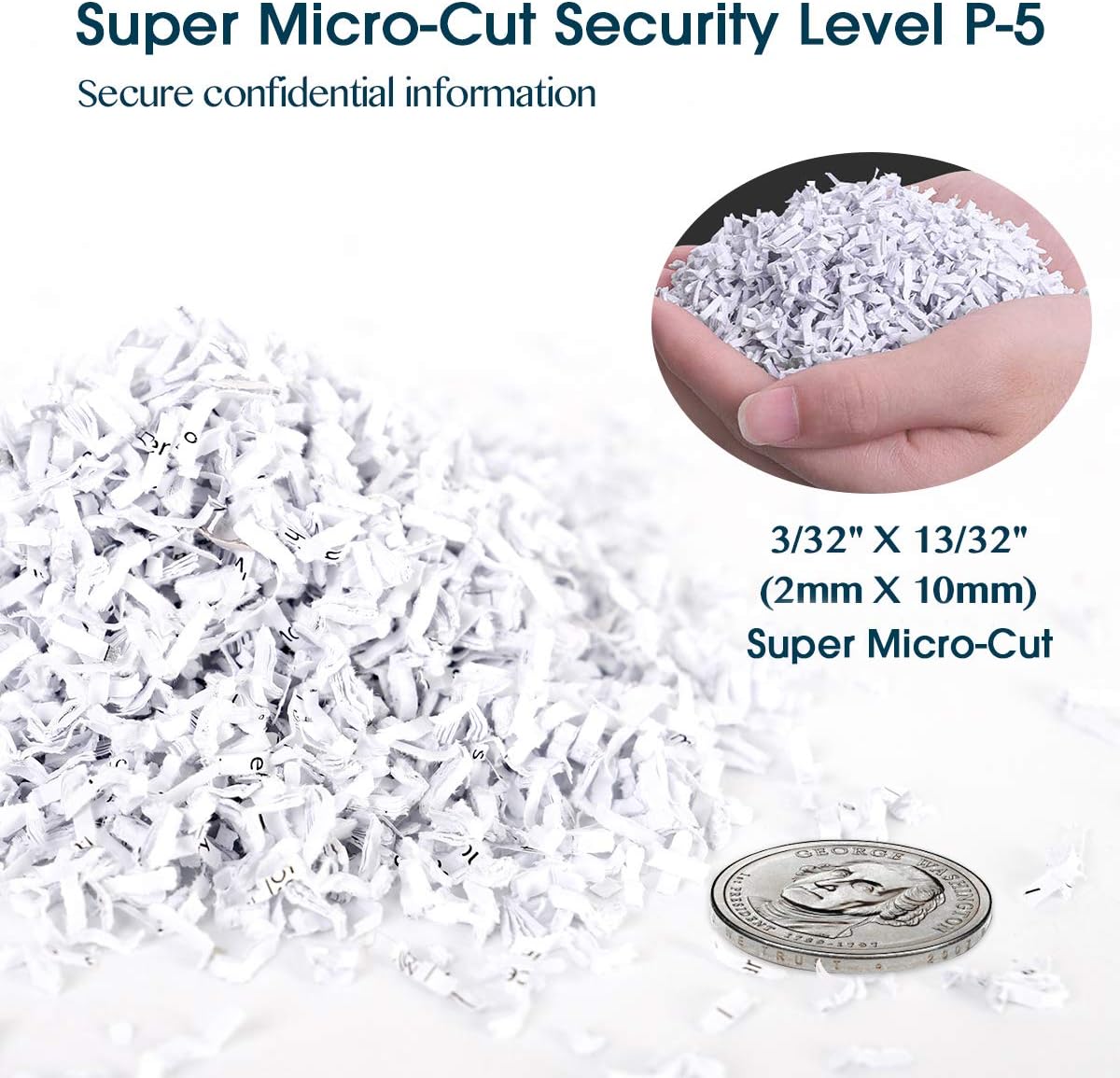 WOLVERINE SD9520 P5 Super Micro Cut Shredder, 15-Sheet, 2x10mm, 8Gal, Black