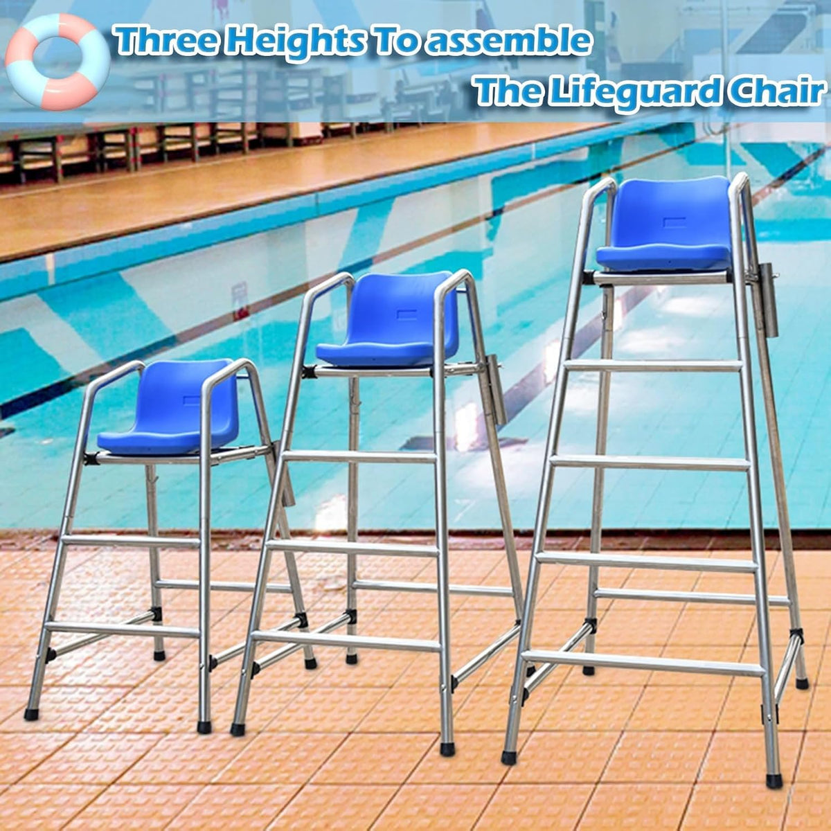 Adults/Kids Life Guard Chairs - 304 Stainless Steel for Beach/Water Park/Lake Outdoor, Swimming Pool Deck Lifeguard Chairs(72x82x120cm/28.3x32.3x47.2inch)