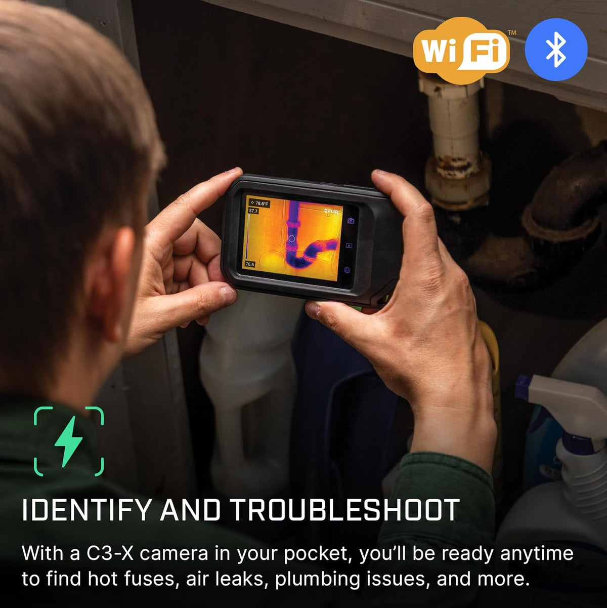 Flir C3-X Compact Thermal Imaging Camera, WiFi, 128x96 MSX, Ignite