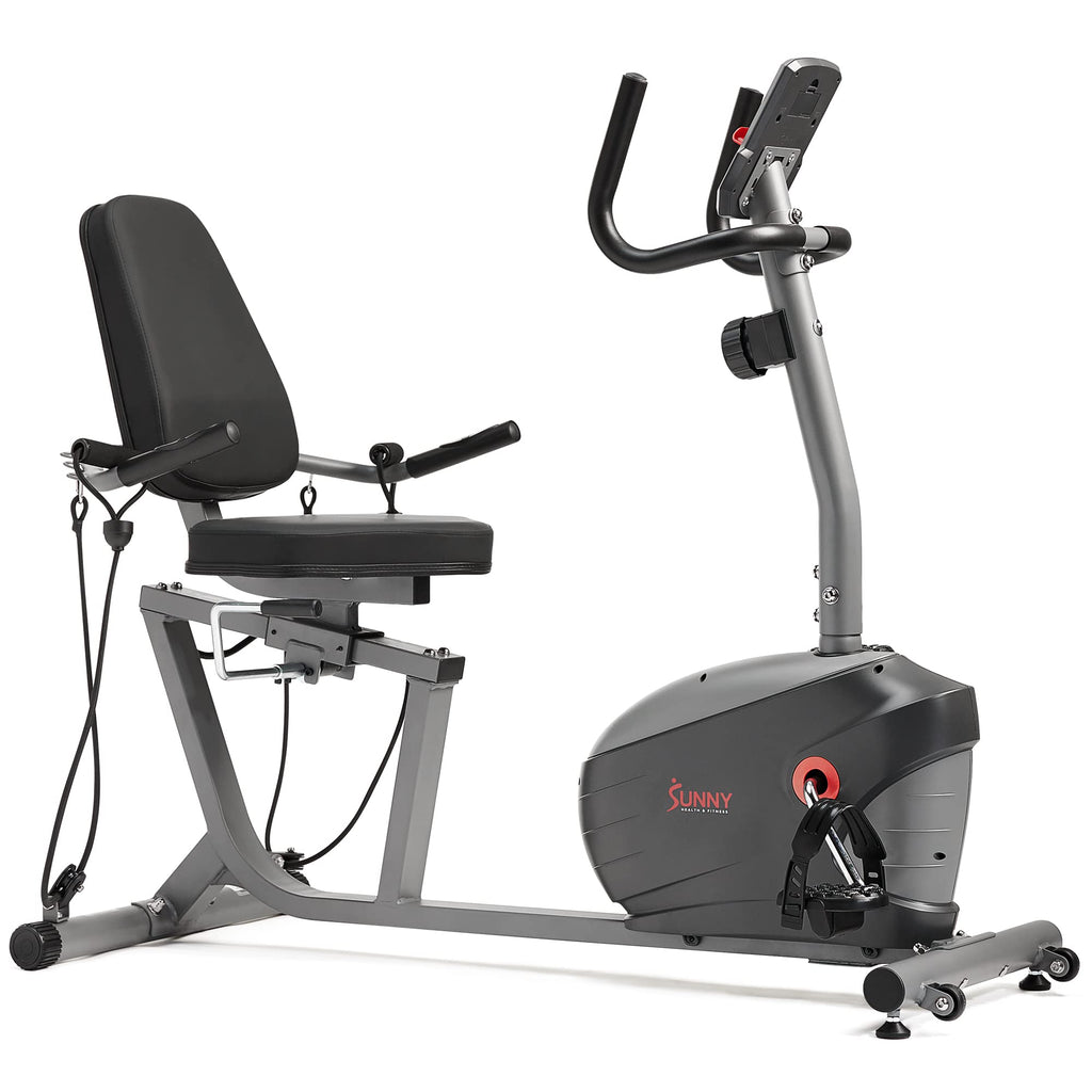 Sunny Health & Fitness Smart Magnetic Recumbent Bike for Home Cardio