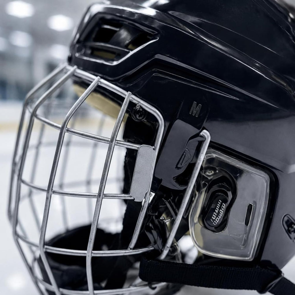 harayaa Ice Hockey Helmet with Cage Headgear Sports Helmet Face Cage Metal Wire Cage with Ear Guards PP Shell with EVA Padding Adjustable Chin Strap Suitable for Training Games