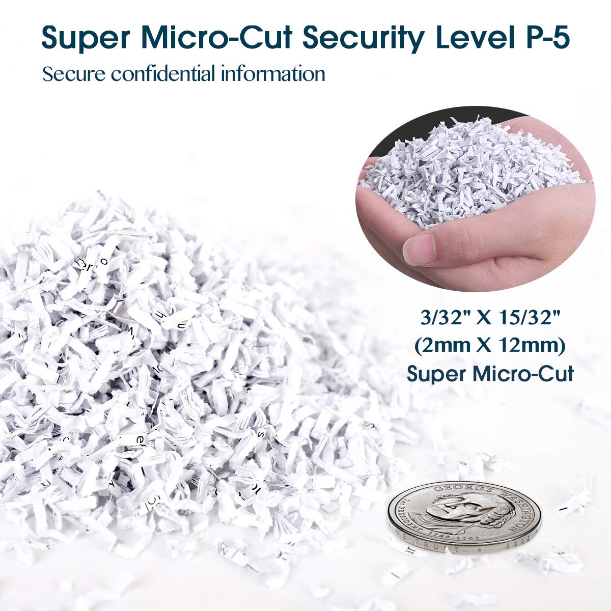 WOLVERINE SD9520 P5 Super Micro Cut Shredder, 15-Sheet, 2x10mm, 8Gal, Black