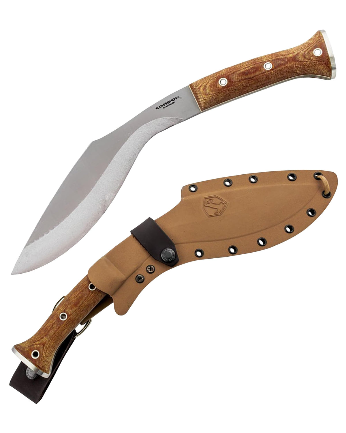 Condor Tool & Knife Atrox Knife | Hunting Knife with Kydex with Leather Belt Loop Sheath | High Carbon Steel Survival Knife with a Micarta Handle | Fixed Blade Tactical Knife | 10.9 in Blade | 29.6oz