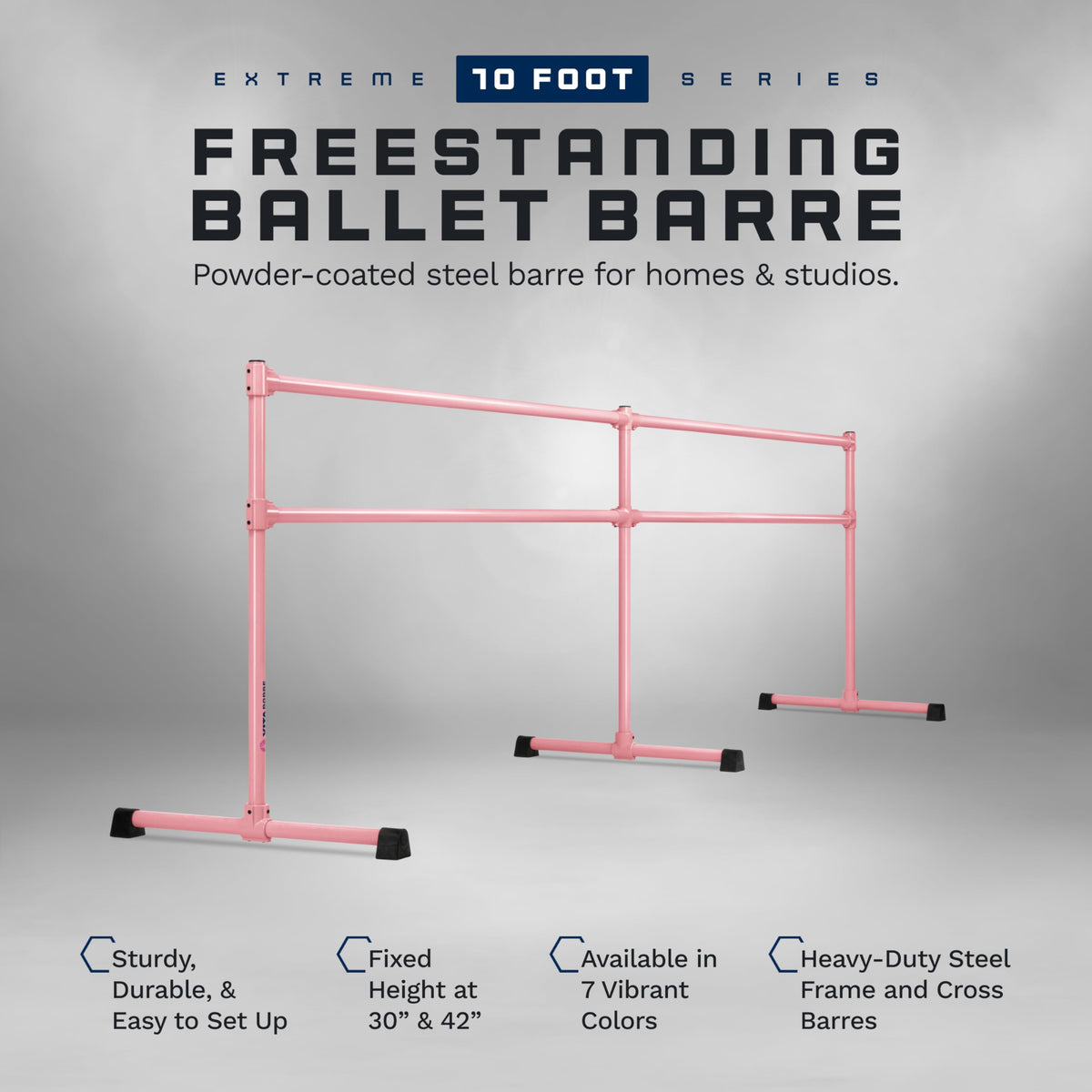 VITA Barre Portable Freestanding Double Ballet Barre, Extreme, Steel | Fixed Height, Made in USA, Home or Gym Exercise Equipment for Kids & Adults | Dance, Fitness, Pilates
