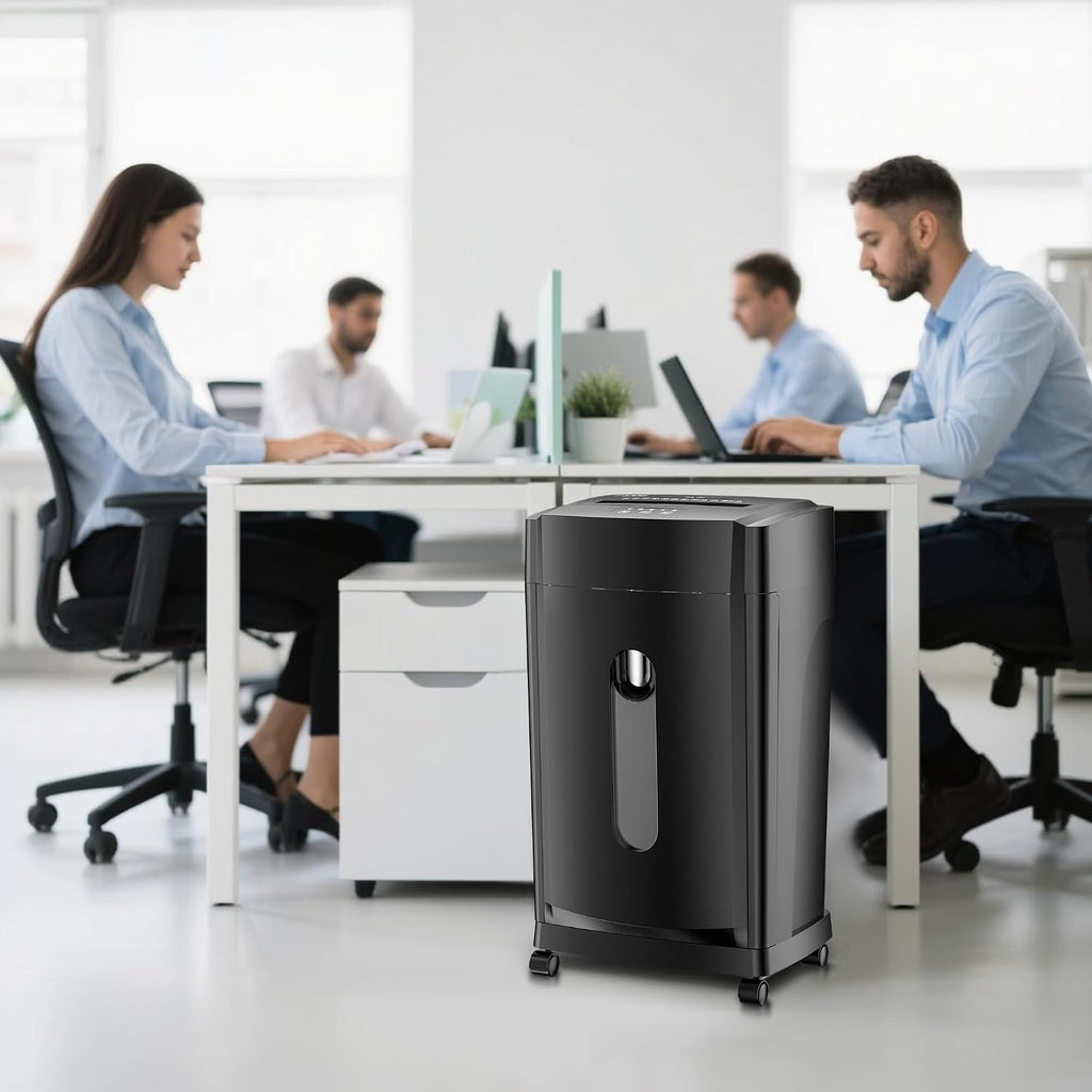 KRT Paper Shredder for Office Home, 18-Sheet Micro Cut Paper Shredder Auto Feed Cross Cut with 8 Gallons Bin, P-4 High Security Level, Shreds CDs/DVDs, Black