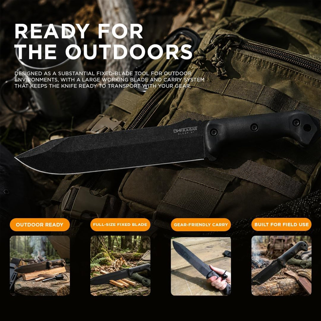 KA-BAR Becker BK9T Tactical Combat Bowie Knife â 9.25" 1095 Cro-Van Steel Blade, Black & Tan Grip, MOLLE-Compatible Nylon Sheath