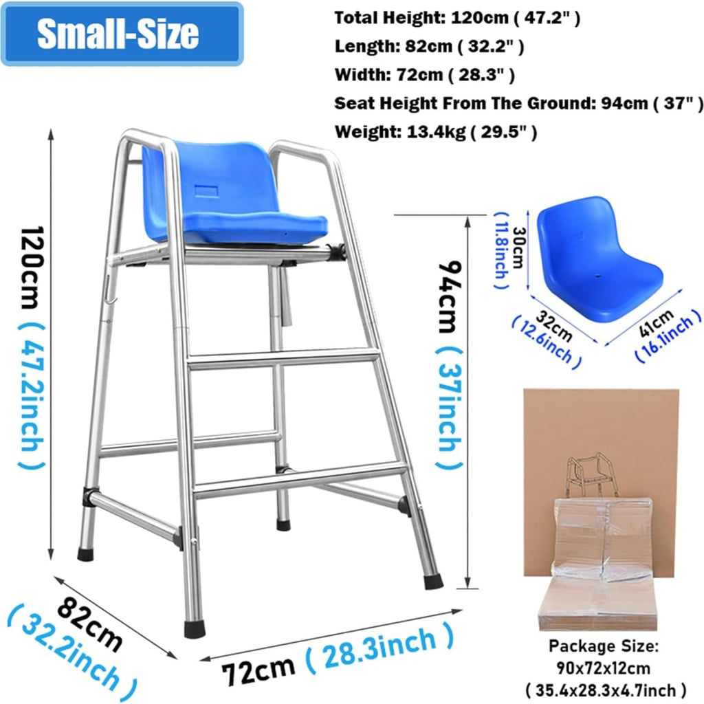 Pool Lifeguard Chair, Beach Observation Chairs Badminton Court Referee Chair, Detachable Stainless Steel Barstool for Outdoor Indoor(150cm)