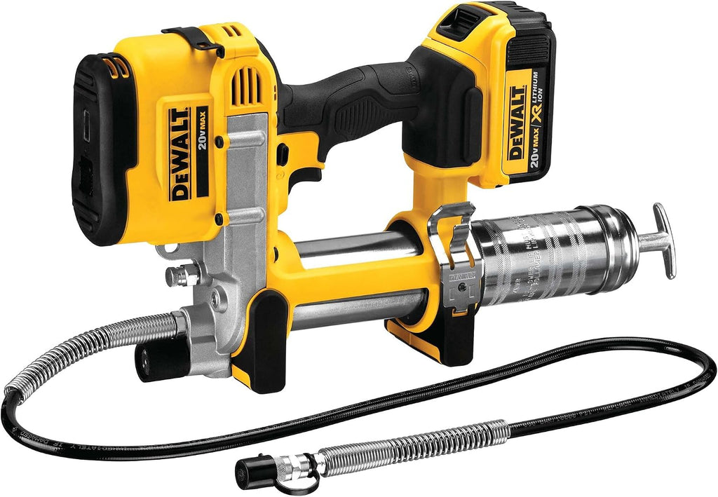 DEWALT Grease Gun Kit 20V MAX with 4.0Ah Battery and Charger, Cordless Grease Gun, LED Light, 42â Hose, 10,000 PSI, Variable Speed Triggers (DCGG571M1)