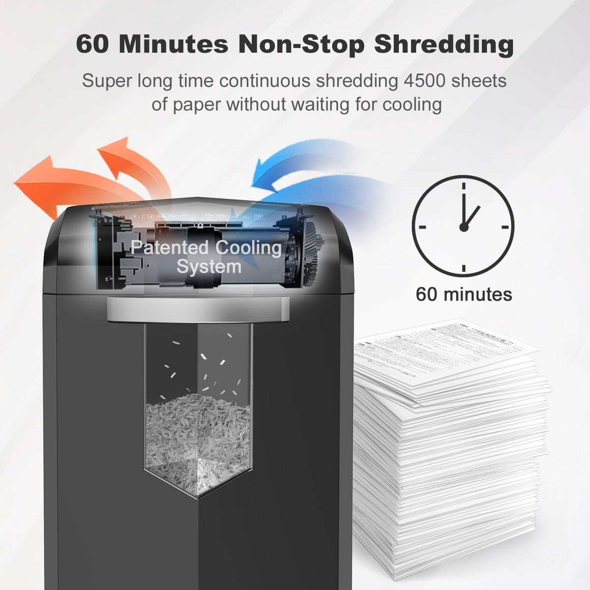 Bonsaii 18-Sheet Cross-Cut 60-Min Run Heavy Duty Paper Shredder