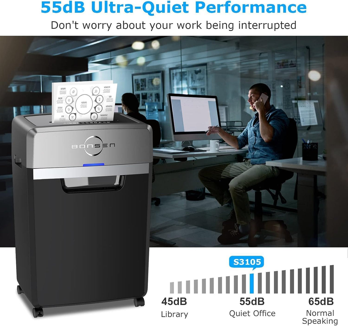 BONSEN 24-Sheet Cross-Cut P-4 High Security Heavy Duty Paper Shredder