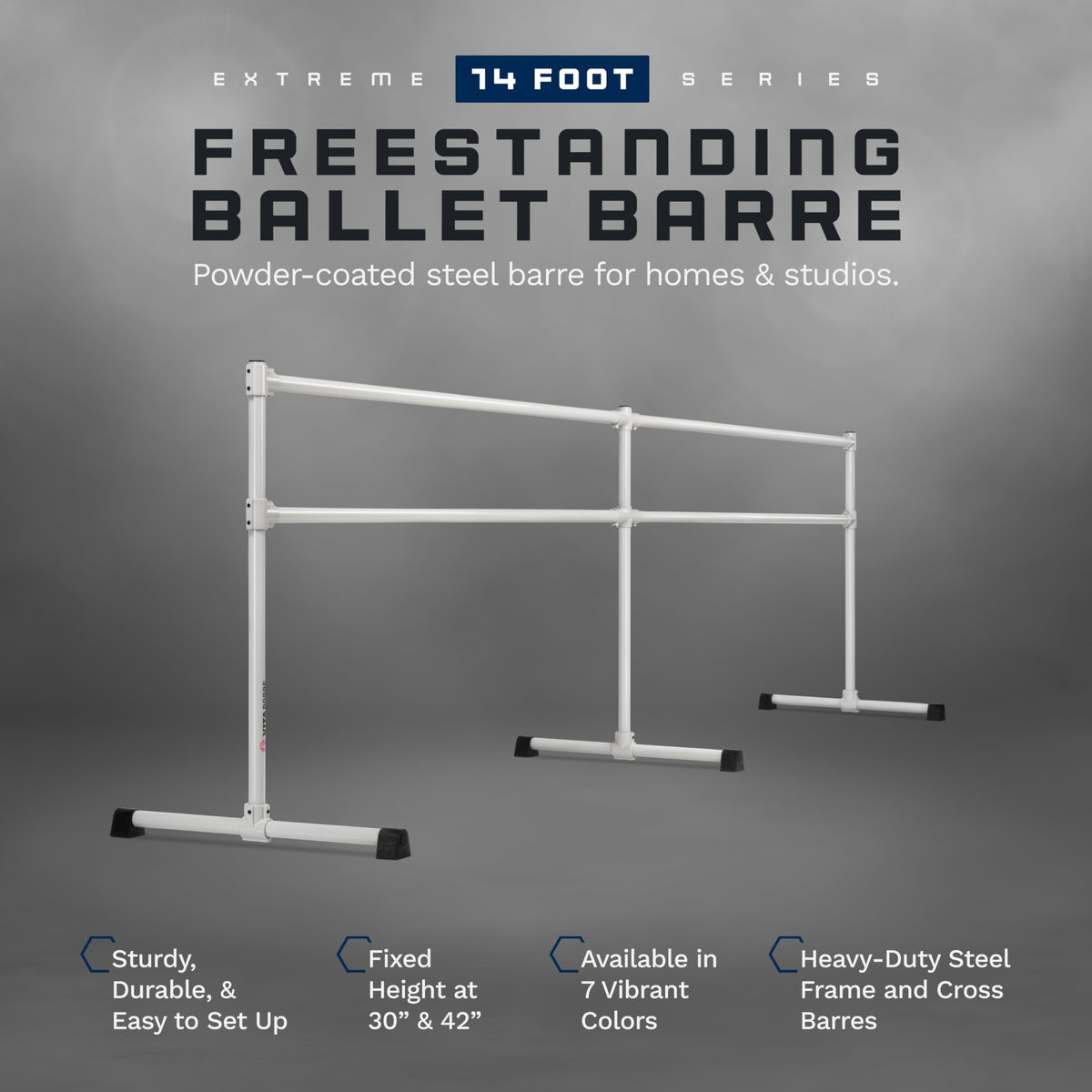 VITA Barre Portable Freestanding Double Ballet Barre, Extreme, Steel | Fixed Height, Made in USA, Home or Gym Exercise Equipment for Kids & Adults | Dance, Fitness, Pilates