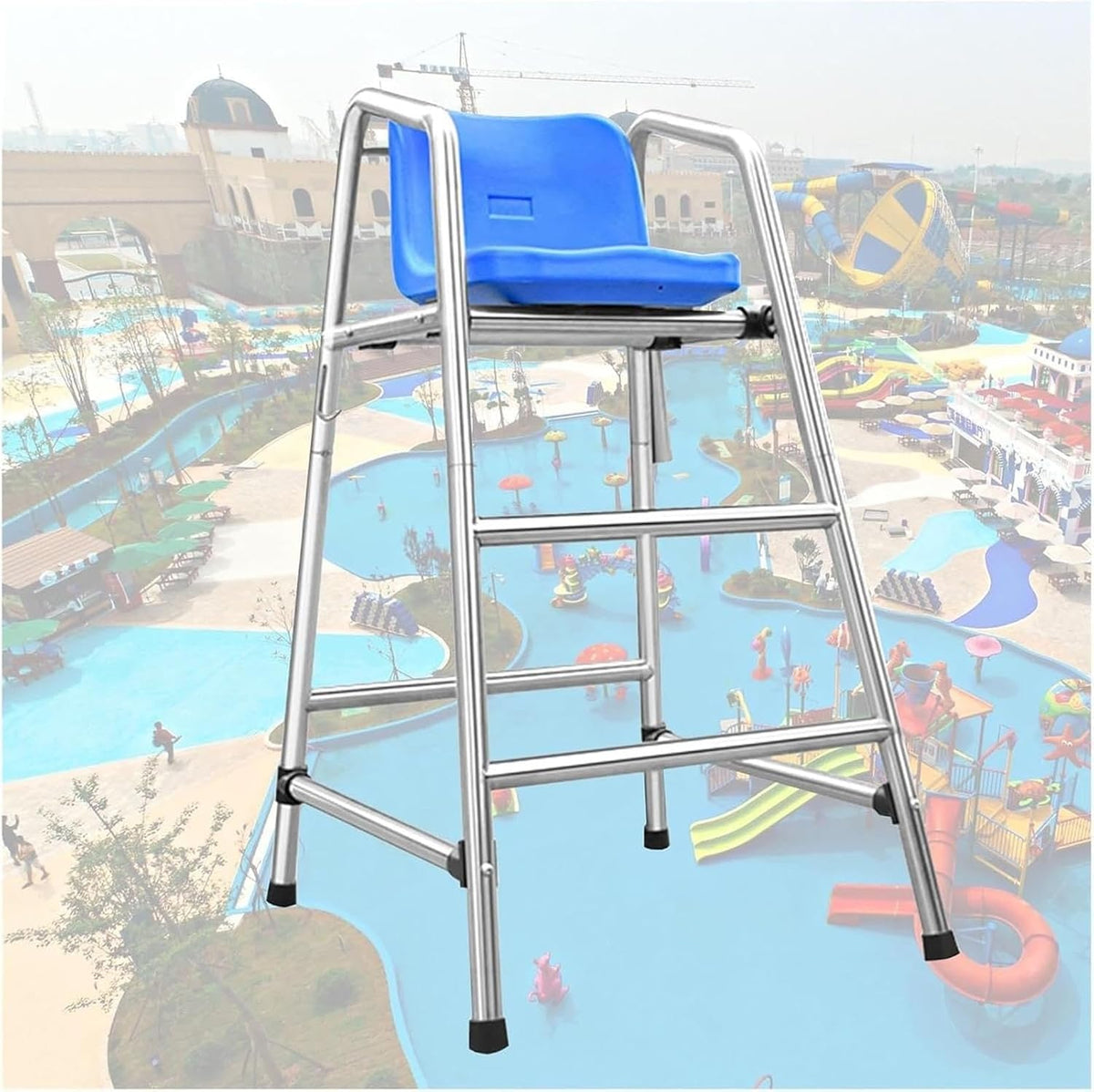 47/59/71 in Tall Stainless Steel Lifeguard Chair Loads 660 LBS, Referee Chair Stand, Outdoor Life Guard Chairs with Umbrella Holder for Deck Pool Bar Beach(120cm/3.94ft Tall)