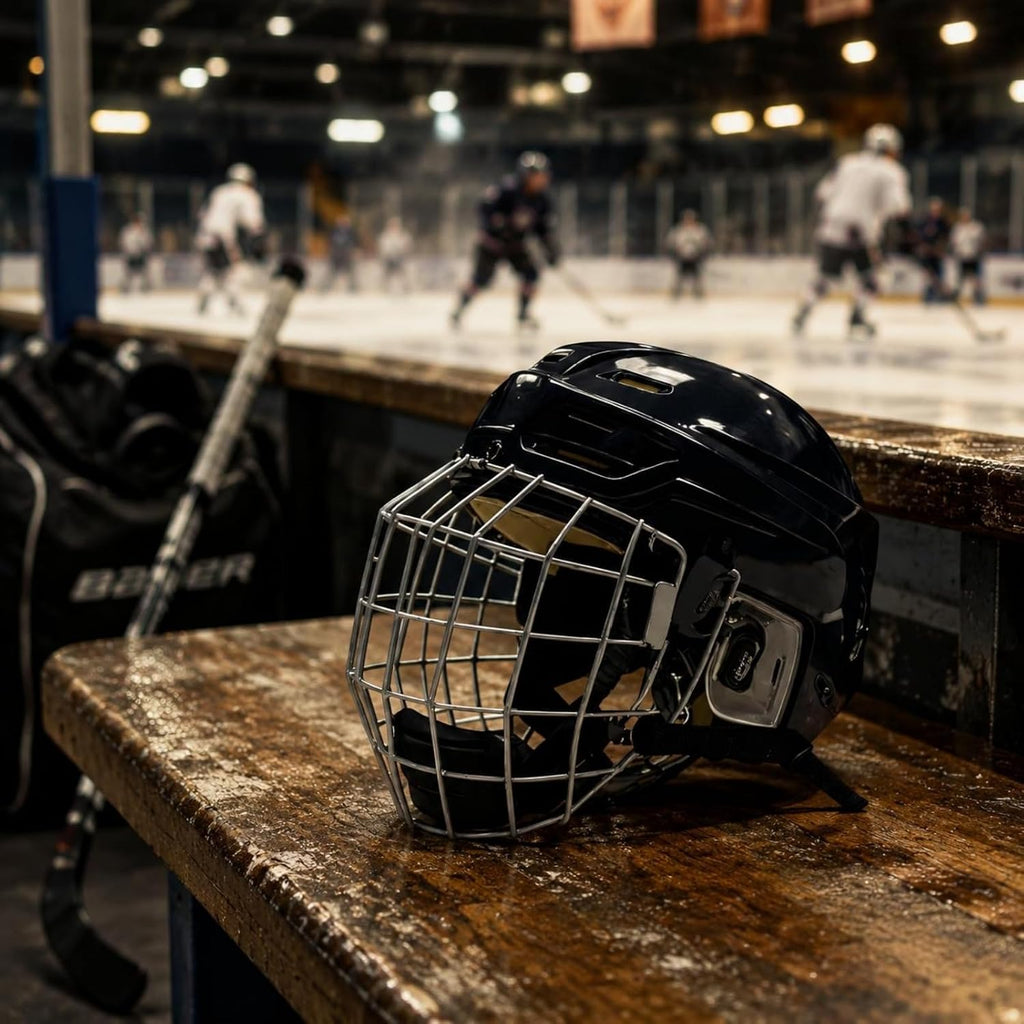 Ice Hockey Helmet with Cage Sports Headgear Hockey Helmet Face Cage PP Outer Case and EVA Inner Pad Vent Openings and Contoured Shape Suitable for Practice Training Games
