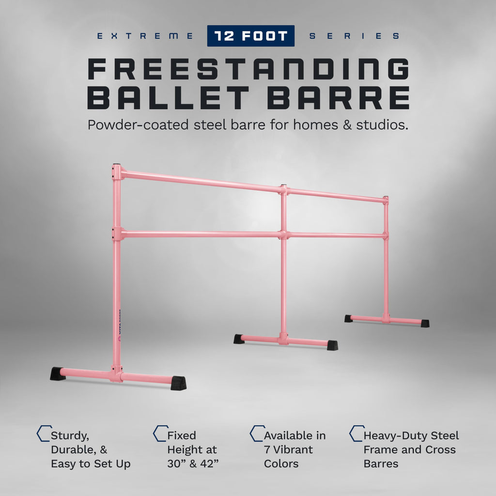 VITA Barre Portable Freestanding Double Ballet Barre, Extreme, Steel | Fixed Height, Made in USA, Home or Gym Exercise Equipment for Kids & Adults | Dance, Fitness, Pilates
