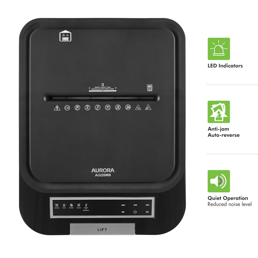 Aurora High Security AU110MB 110-Sheet Auto Feed Micro-Cut Paper and Credit Card Shredder with 4 Gallon Pullout Basket / 30 Minutes/Security Level P-4 (White/Black)