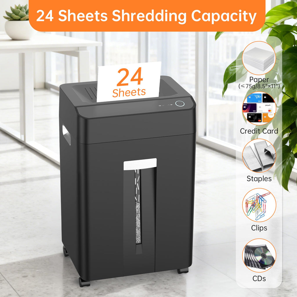 Locksworth 16-Sheet Cross Cut Paper Shredder, 6 Gallon Heavy Duty Commercial Shredder for Home Office, P-4 High Security Shredders for Paper/CD/Credit Card/Staple/Clip, 60 Mins Continuous Running