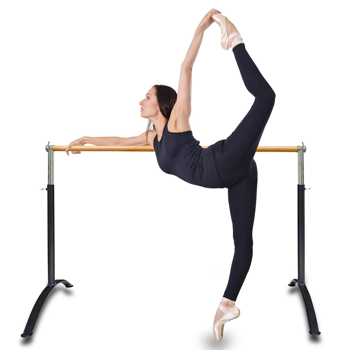 Artan Balance Ballet Barre for Home and Studio Bundle + Portable Marley Dance Floor + Stretching Strap