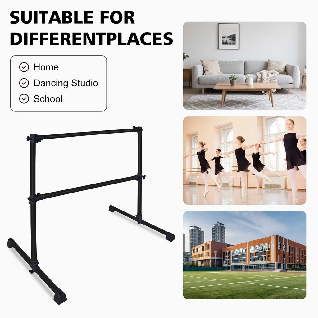 4FT/6FT Height Adjustable Double Ballet Barre, Freestanding Portable Stretching Dance Bar for Home, Heavy Duty Exercise Equipment for Kids & Adults with Anti-Slip Rubber Pads