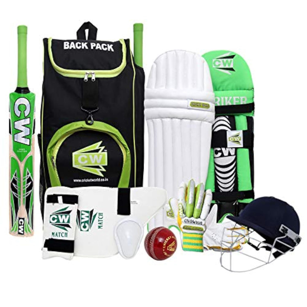 CW Bullet Cricket Set for Right Hand Kid Age 5 Junior Size Sports Set with Protective Equipment Cricket Gears Men Complete Set Senior Size Cricket Set Adult Batting Kit in Cricket Backpack