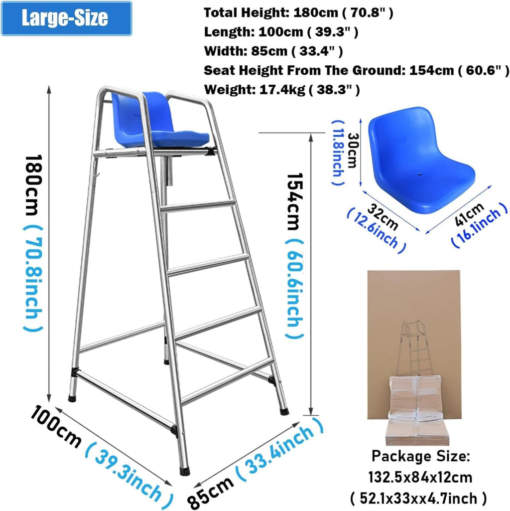 Large Lifeguard Chair - Outdoor Patio Chairs, Beach/Water Park/Competition Pool Rescue Ladder - Removable Referee Chair, Raised Referee Chair for(120cm)