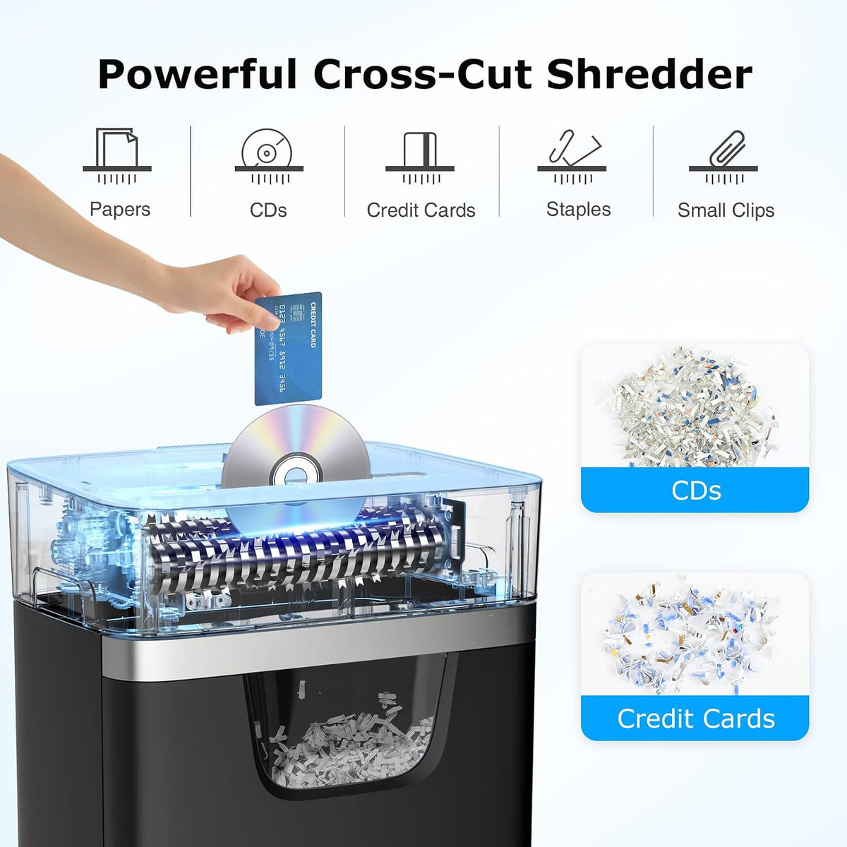 BONSEN 14-Sheet Cross Cut Heavy Duty Paper Shredder for Home Office