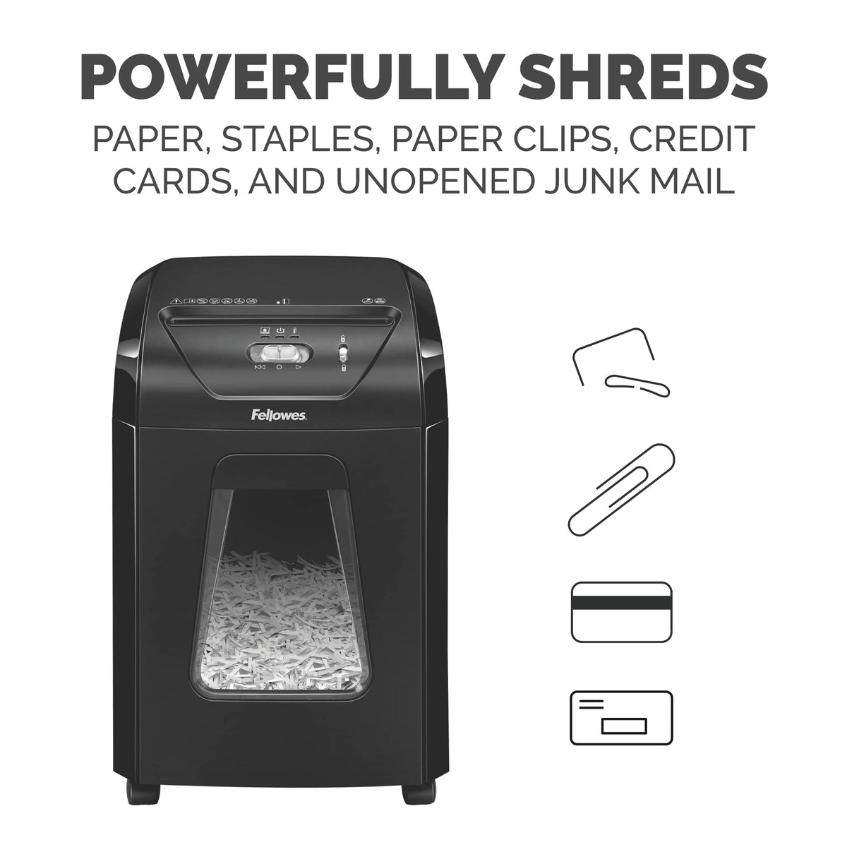 Fellowes Powershred 12 Sheet Cross-Cut Paper Home Office Paper Shredder, 19.50" H x 9.69" W x 13.44" D