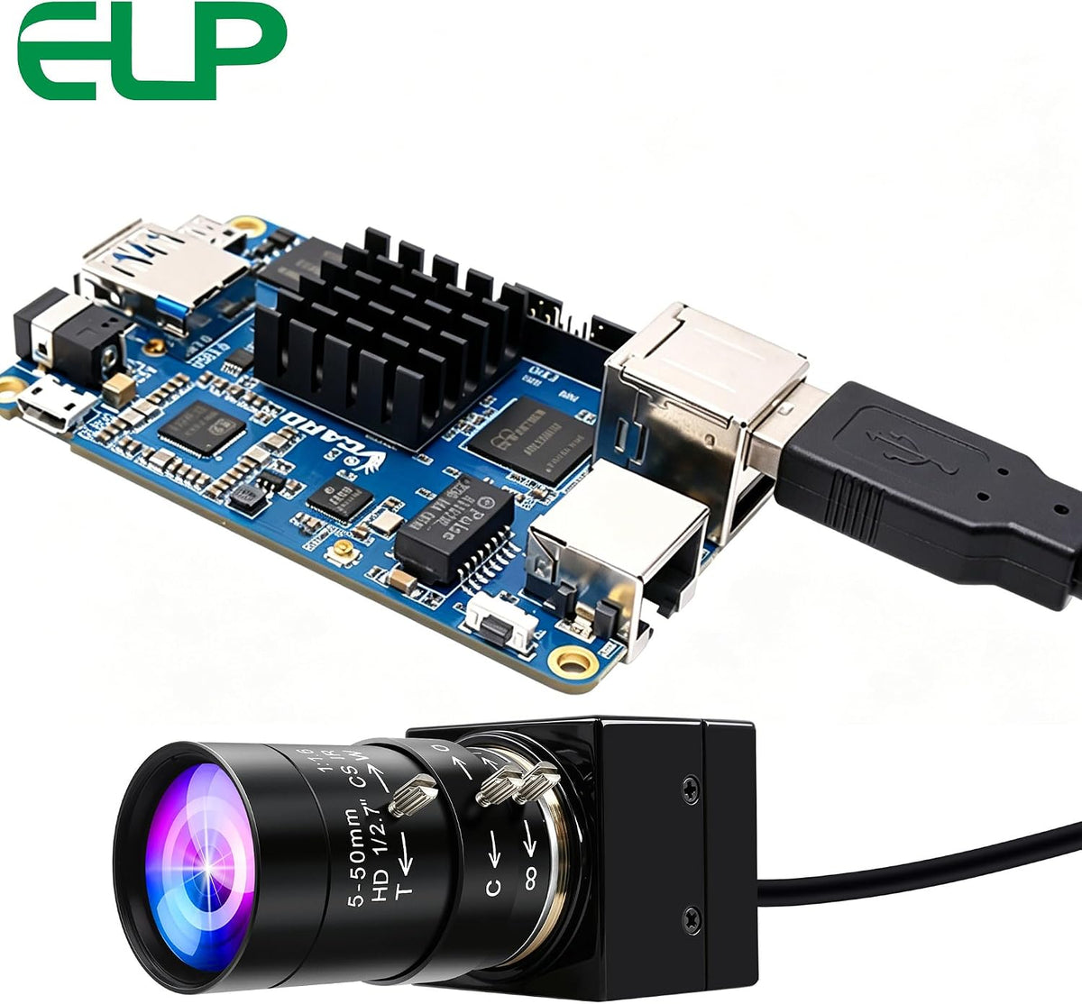 ELP 16MP Wide Angle USB Camera 5-50mm 10X Zoom Webcam for Raspberry Pi 4K Web Camera for Computer Mini UVC USB2.0 PC Variable Focus Web Cam IMX298 Industrial Lightburn Cameras for Laptop,Jetson Nano