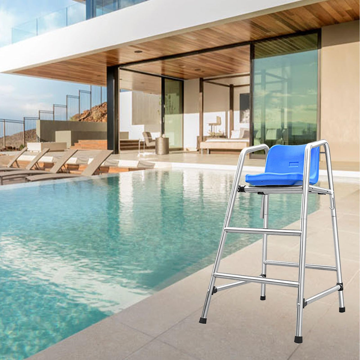 Detachable Coaches Referees Directors Chair, Lifeguard Chairs with Seat Hook & Sunshade Hole 4 5 6 Ft Tall, All-Weather Counter Height Barstools for Adults,One Color-H 71in/180cm