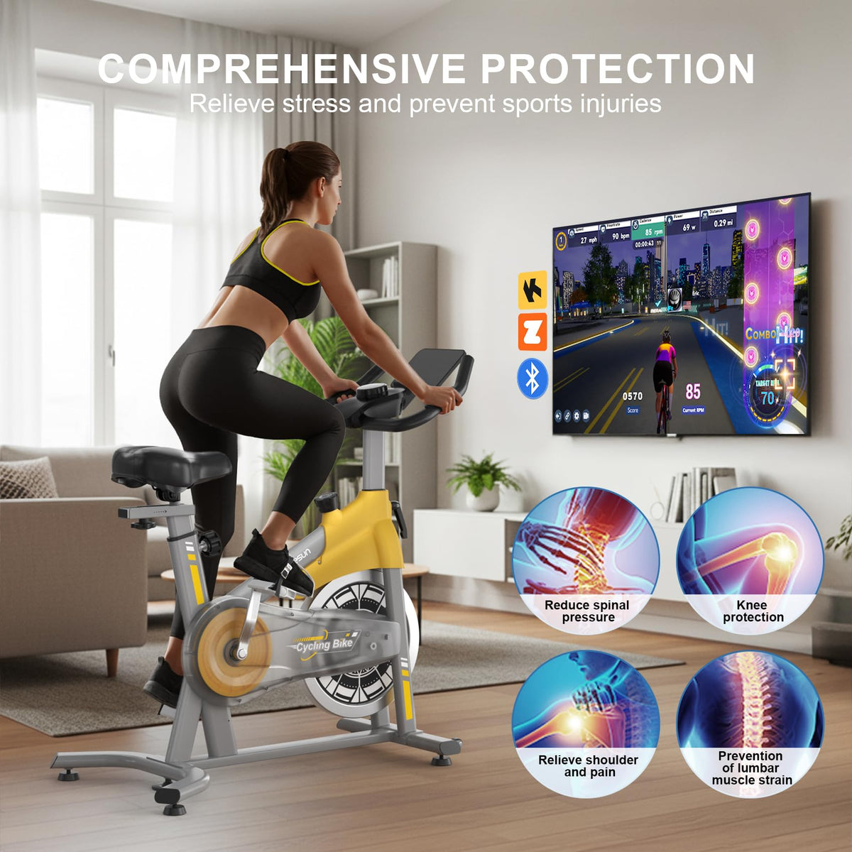 Exercise Bikes for Home,Spin Bike with Adjustable Magnetic,Brake Pad Resistance Silent Belt Drive,350lbs/300lbs Weight Capacity &Upgraded Version Seat for Home Cardio&Weight Loss(QM-530W)
