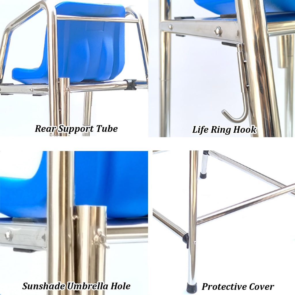 Observation Chair for Lifeguards,Tall Safety Seat for Swimming Pools and Waterparks, Indoor Outdoor Beach/Life Guard Chair, Professional Referee Viewing Stand(150cm/59inch, A)