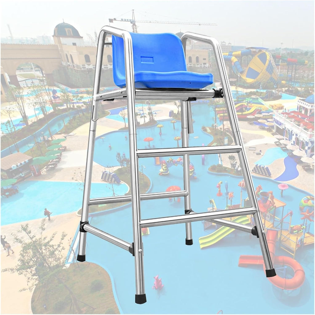 Heavy-Duty Rustproof Stainless Steel Lifeguard Chair - Durable Referee Stand for Pools, Water Parks & Lakes - Essential Lifeguard Equipment for Safety Use(72x82x120cm/28.3x32.3x47.2inch)