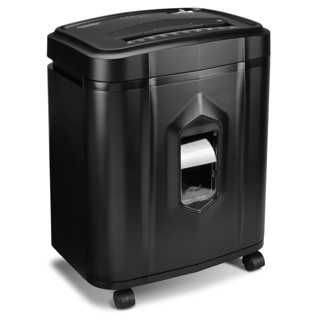 Aurora Professional Grade 120-Sheet Auto Feed Micro-Cut Paper and Credit Card Shredder with 5 Gallon Pullout Basket / 30 Minutes/Security Level P-4 (White/Black)
