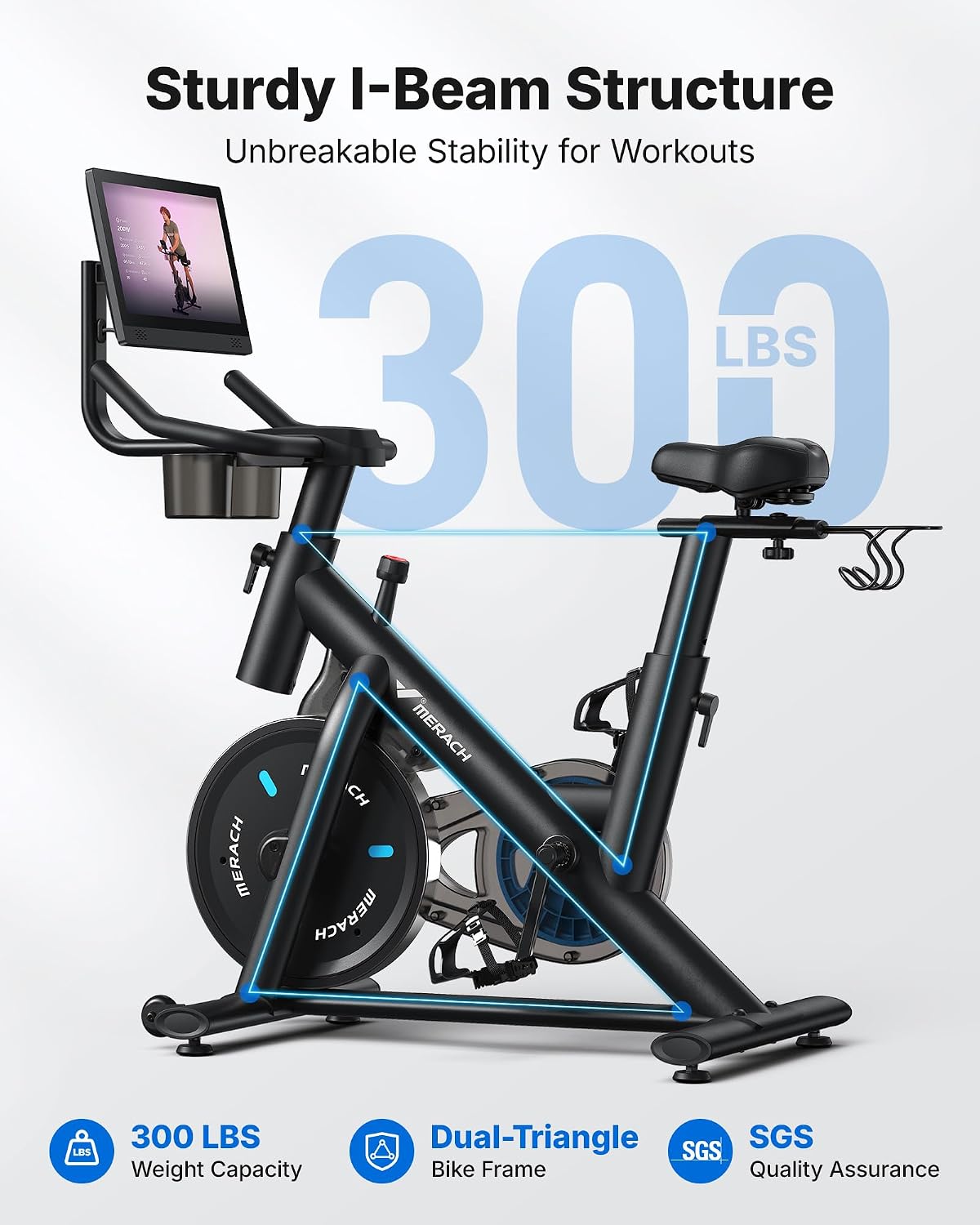 MERACH Exercise Bike with Screen, Rotatable HD Display, Magnetic Resistance