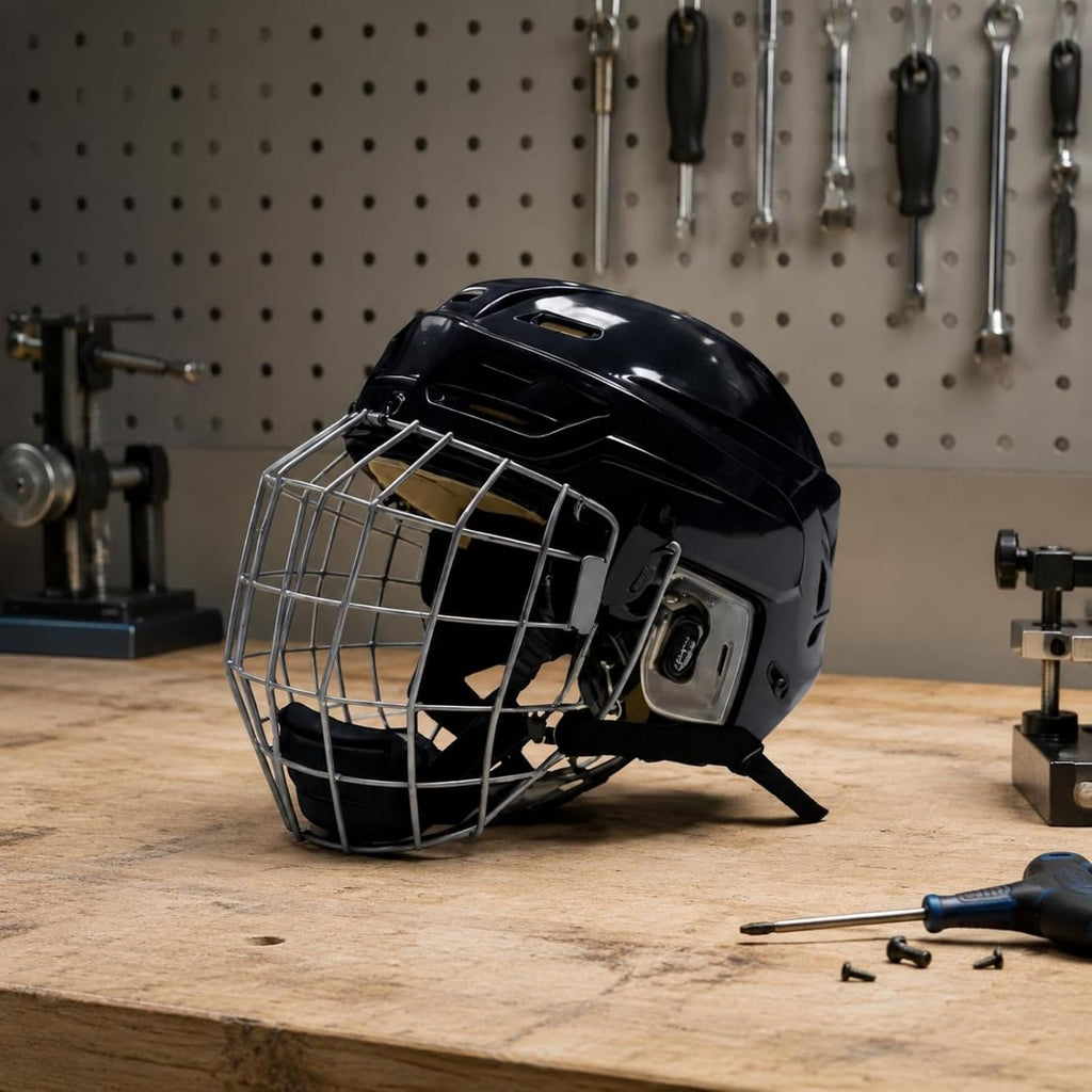 Baoblaze Ice Hockey Helmet with Cage Helmet Hockey Headgear Face Cage PP Hard Case and EVA Cushioning Smooth Glossy Surface and Ports Suitable for Training Matches