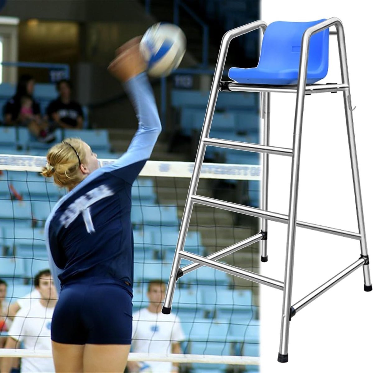 High Stool Pool Ladders 120 150 180 cm High Tennis Volleyball Referee Chair Stand for Pools Patio Lake Beach, 304 Stainless Steel Lifeguard Chair w/Comfortable Seat(150cm/59in/4.9ft high)