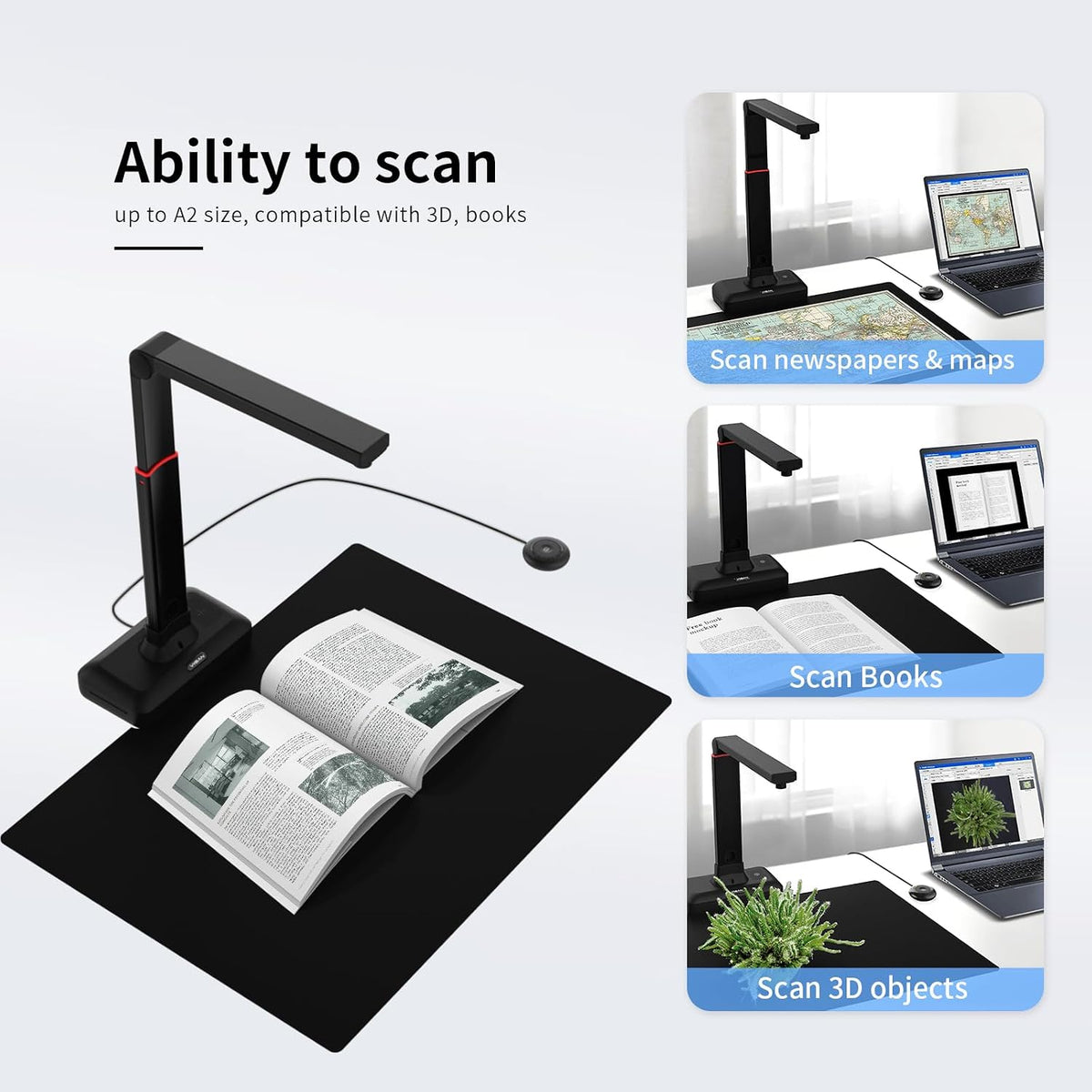 VIISAN Document Scanner, USB 23MP Document Camera, Capture Size Up to A2