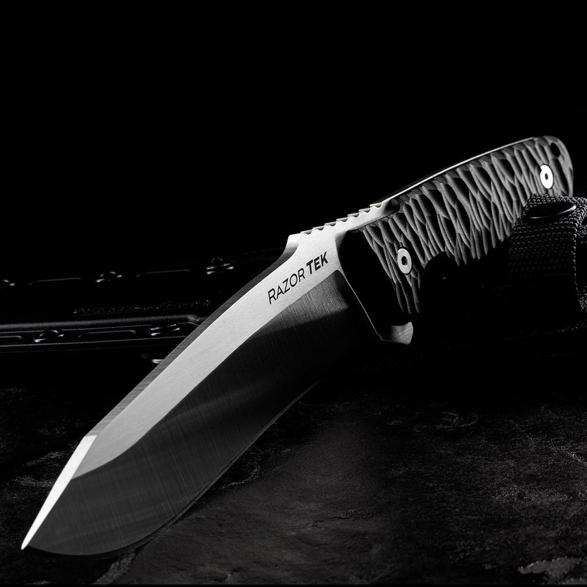 Cold Steel Razor Tek 6.5" 4116 Stainless Steel Recurve Fixed Blade EDC Outdoor Camping Hunting Utility Knife, 5 1/8" Ergonomic Textured Handle, Weather-Resistant Secure-Ex Sheath