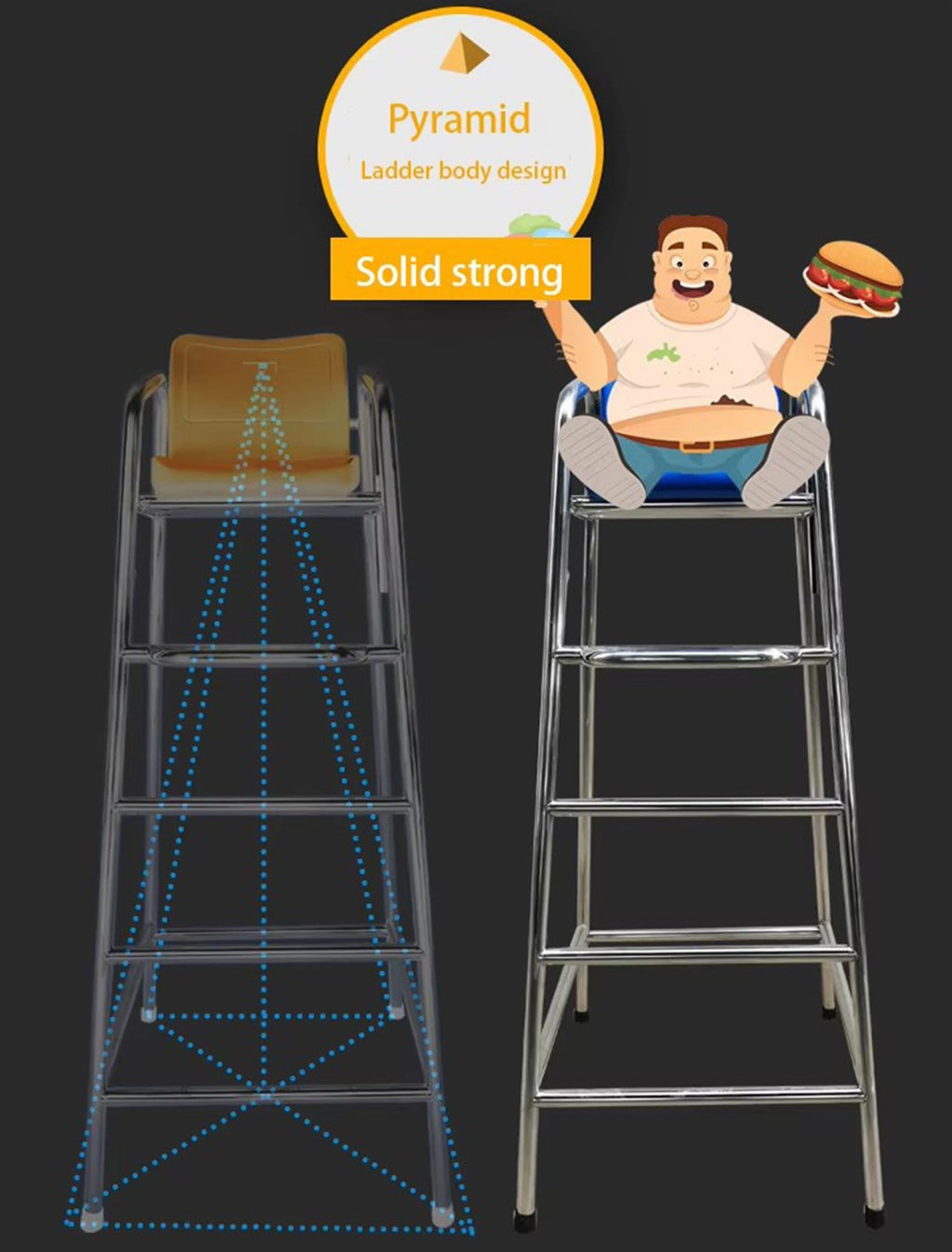 Swimming Pool Stainless Steel Safety Equipment Lifeguard Chairs, 2/3/4-Step Portable Observation Lifeguard Chair Lightweight Stable Perfect for Supervision, Instruction Swim Competition,120cm