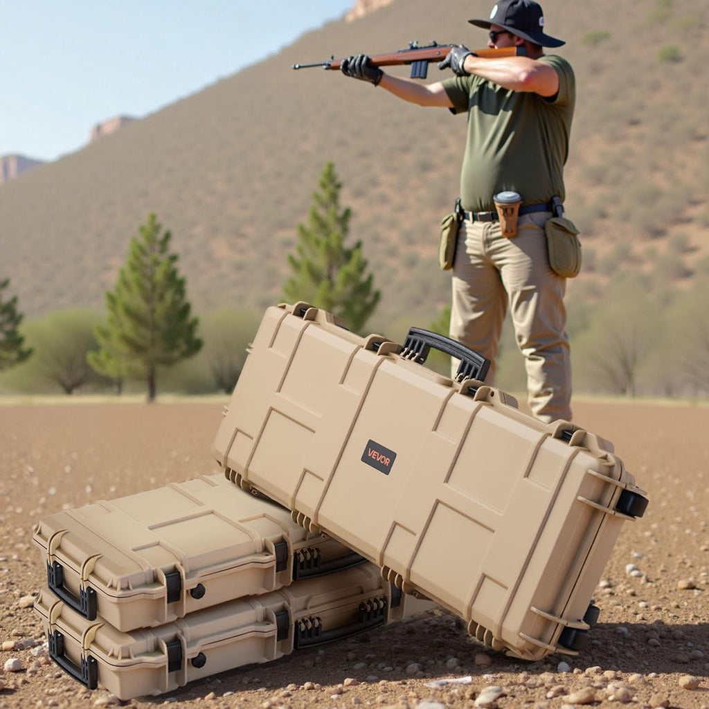 VEVOR Rifle Case, Rifle Hard Case with 4 Layers Fully-protective Foams, Lockable Hard Gun Case with Wheels, IP67 Waterproof & Crushproof, for Rifles or Shotguns