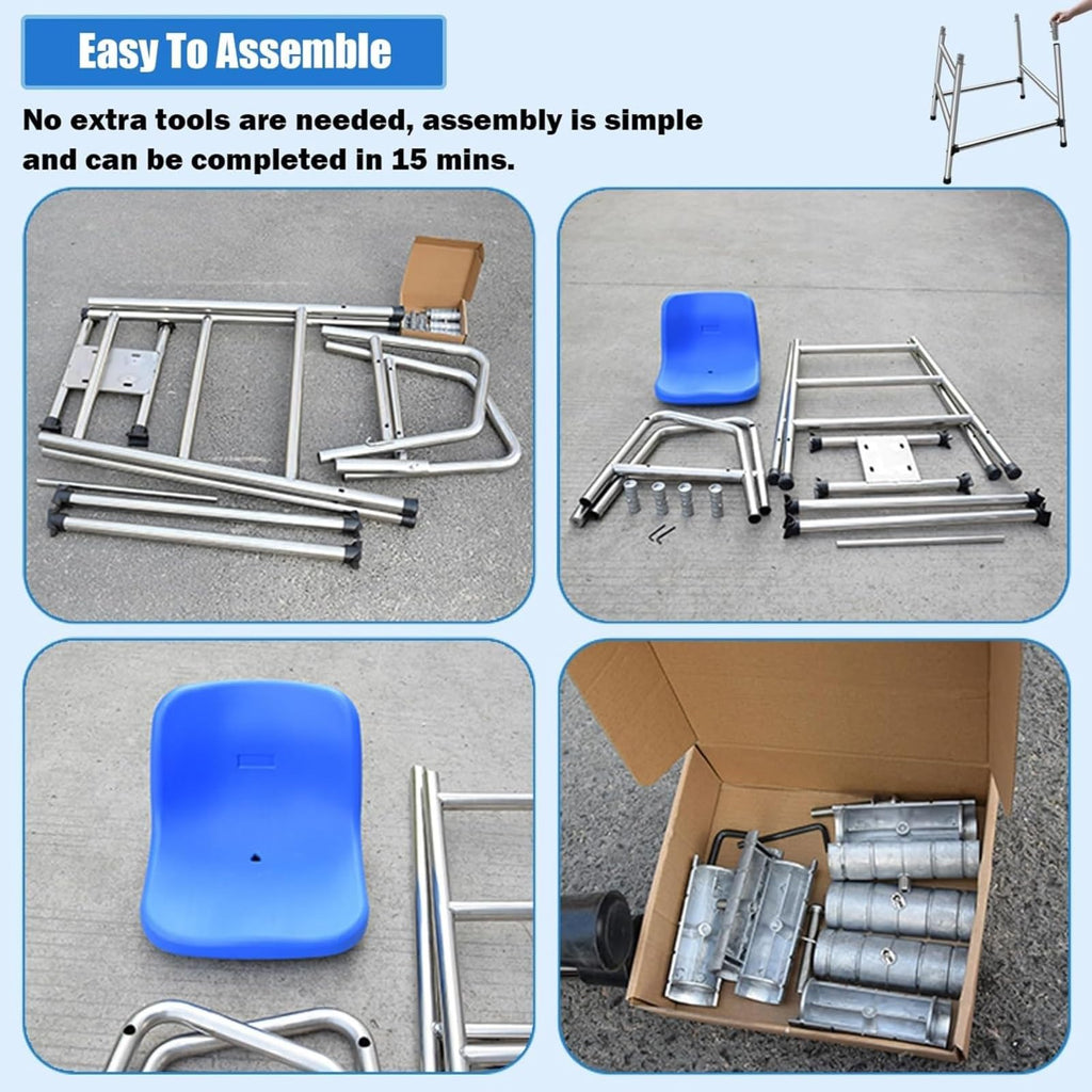 Pool Lifeguard Chair, Beach Observation Chairs Badminton Court Referee Chair, Detachable Stainless Steel Barstool for Outdoor Indoor(150cm)