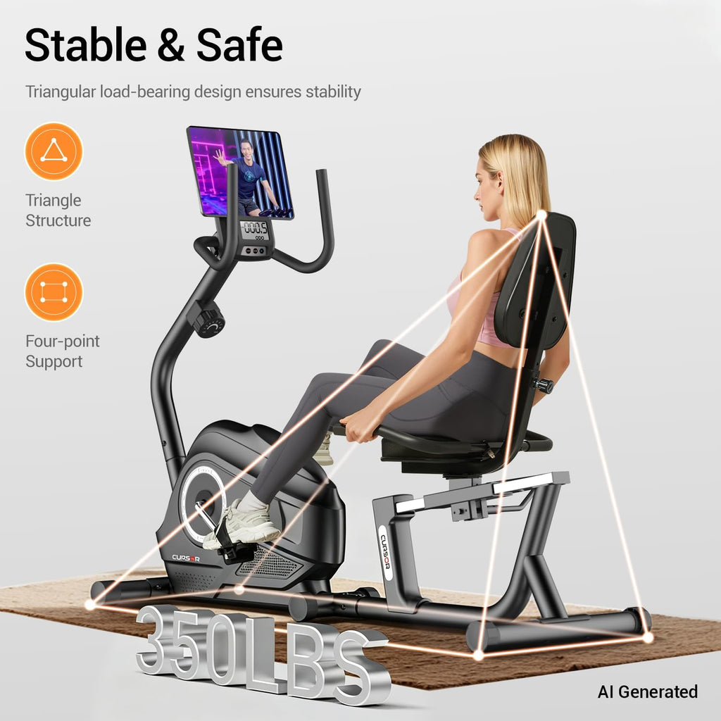 Recumbent Exercise Bike, Magnetic Stationary Bike for Home, Adjustable Seat