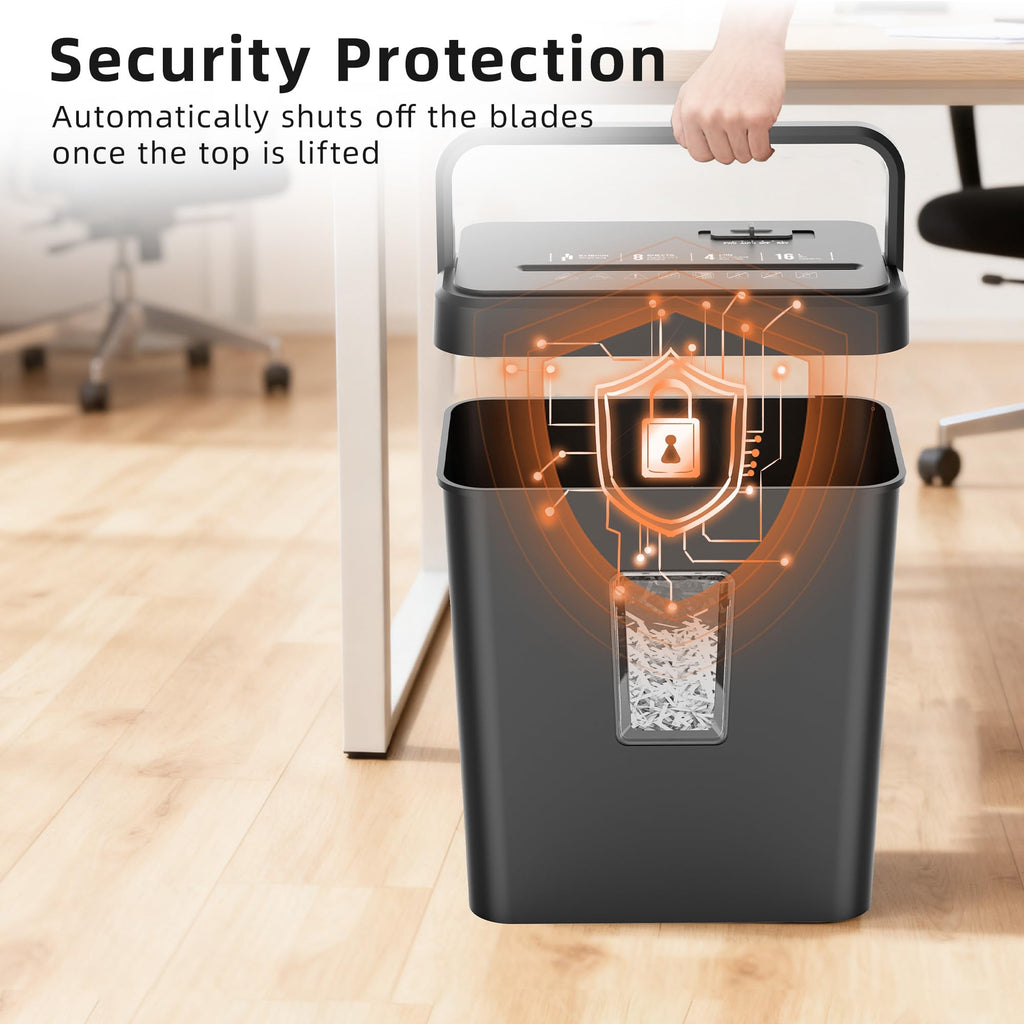 Locksworth 16-Sheet Cross Cut Paper Shredder, 6 Gallon Heavy Duty Commercial Shredder for Home Office, P-4 High Security Shredders for Paper/CD/Credit Card/Staple/Clip, 60 Mins Continuous Running