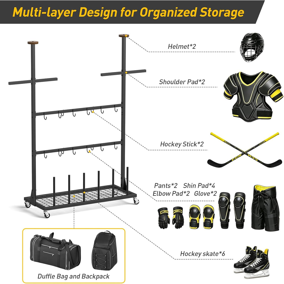 ikkle LargeâCapacity Hockey &Lacrosse Gear Drying Rack.