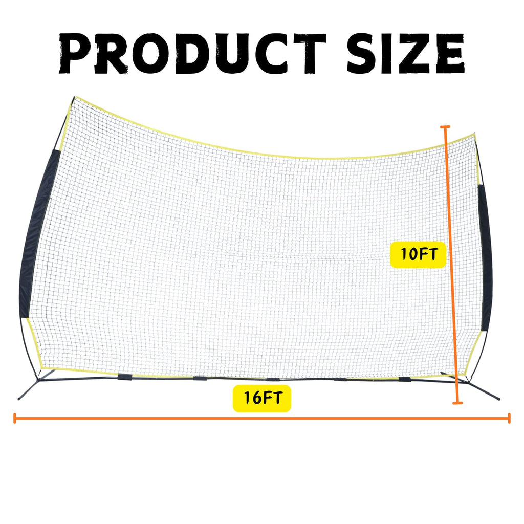 16x10FT Barricade Backstop Net â Heavy Duty All-Ball Sports Barrier Netting, Portable Lacrosse Backstop Net with Carry Bag