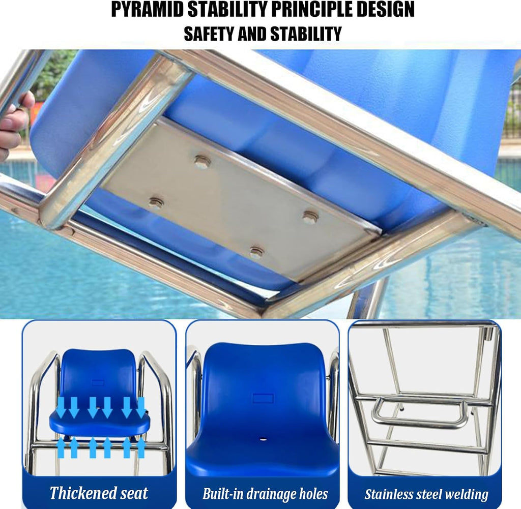 Observation Chair for Lifeguards,Tall Safety Seat for Swimming Pools and Waterparks, Indoor Outdoor Beach/Life Guard Chair, Professional Referee Viewing Stand(150cm/59inch, A)