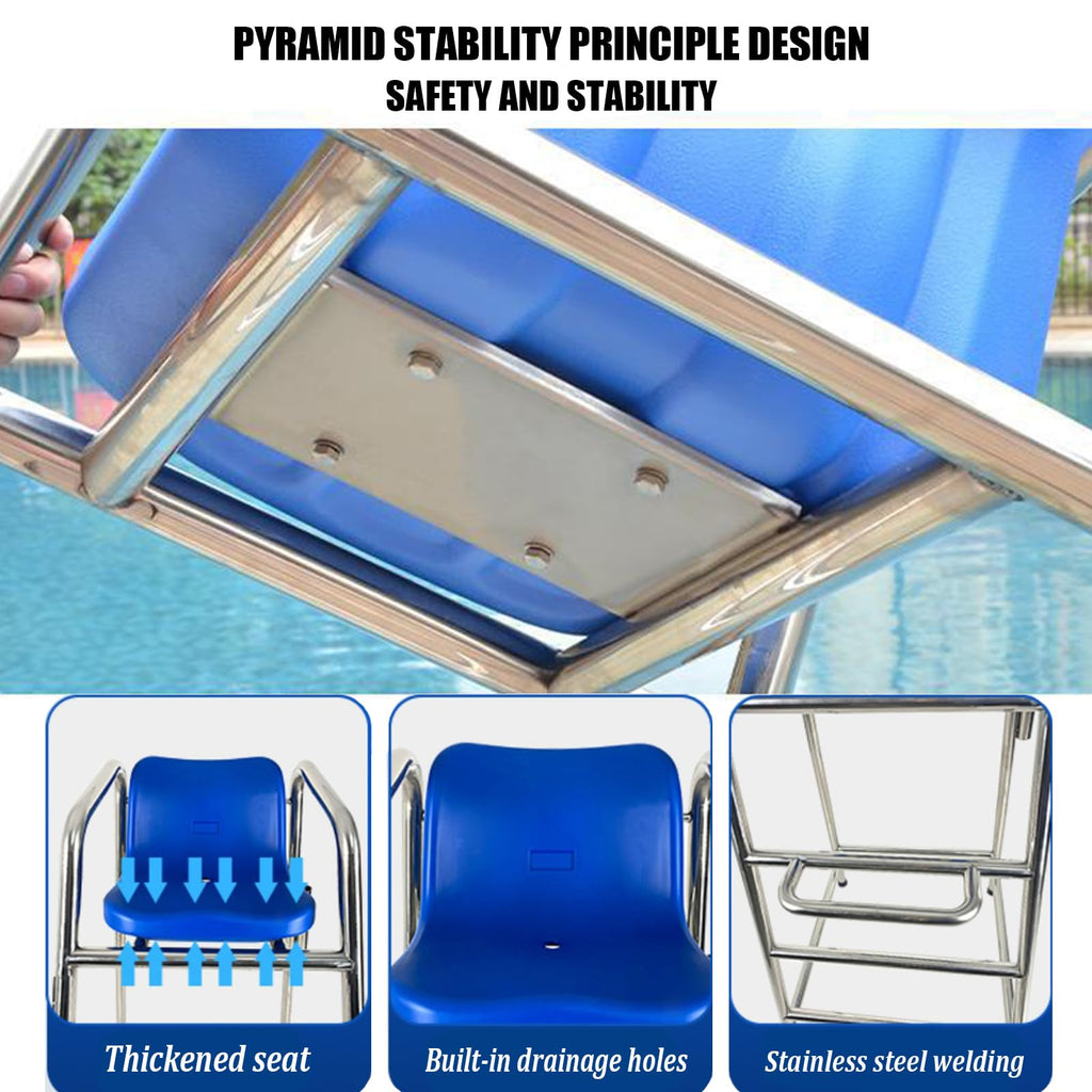 Observation Chair for Lifeguards,Tall Safety Seat for Swimming Pools and Waterparks, Indoor Outdoor Beach/Life Guard Chair, Professional Referee Viewing Stand(150cm/59inch, A)